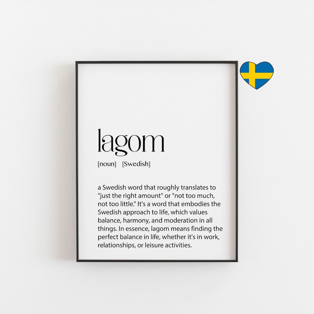 Lagom Definition Art Print Swedish Word for Balance and - Etsy