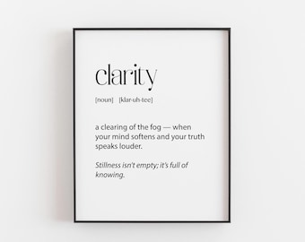 Clarity Wall Art Print – Mindful Definition Decor for Meditation, Therapy, Journaling, Wellness Gift, Minimalist Calm Home Office Poster