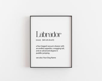 Labrador Definition Print | Funny Dog Wall Art | Labrador Retriever Gift | Pet Lover Decor | Dog Mom Dad Present | Christmas Gift
