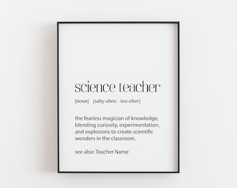Personalised Science Teacher Gift | Definition Print | Custom Teacher Name Poster | End of Year Thank You | Classroom Wall Art