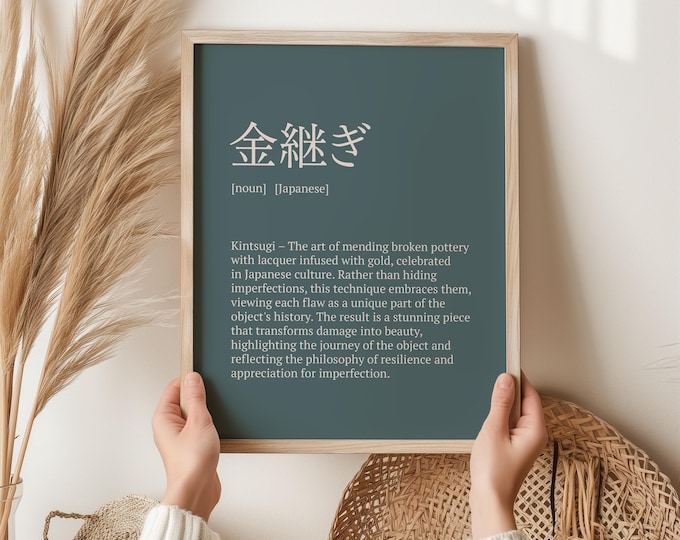 Kintsugi Definition Print – The Art of Embracing Imperfection | Japanese Aesthetic Wall Art | Unique Gift for Art Lovers | Japan Keepsakes