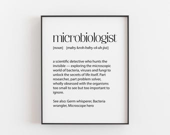 Microbiologist Definition Print, Gift for Microbiologist, Science Wall Art, Lab Worker Gift, Biology Gift, Scientist Birthday Gift