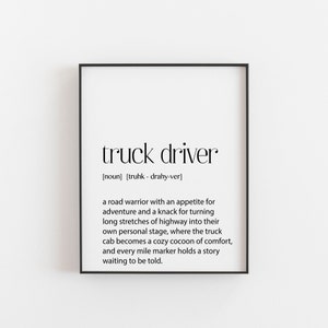 LKW Fahrer Geschenk - Wörterbuch Druck - LKW Fahrer Druck - Trucker Wand Kunst - Geburtstags Geschenk für einen LKW-Fahrer - Wandkunst für einen Fernfahrer