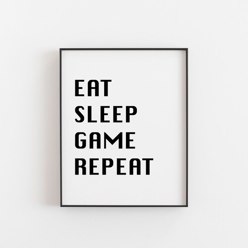 Eat Sleep Game Repeat Wall Decor Game Room Wall Art Gaming Etsy