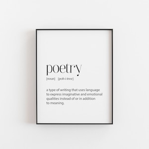 Prezent dla miłośnika książek, Definicja poezji, Piękny cytat, Prezent dla poety, Prezent dla poezji, Wydruk poezji, Plakat do klasy, Sztuka ścienna z poezją, Prezenty poetyckie