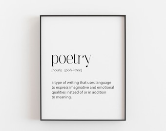 Book Lover gift, Poetry Definition, Beautiful Quote, Poet Gift, Poetry Gift, Poetry Print, Classroom Poster, Poetry Wall Art, Poetry Gifts