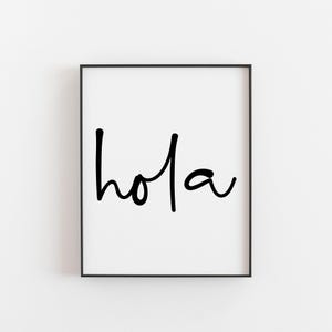 Hola Print - Spanish Greeting Wall Art, Bold Typography Poster, Fun Home Decor for Entryway, Office & Language Lovers, Bilingual Decor