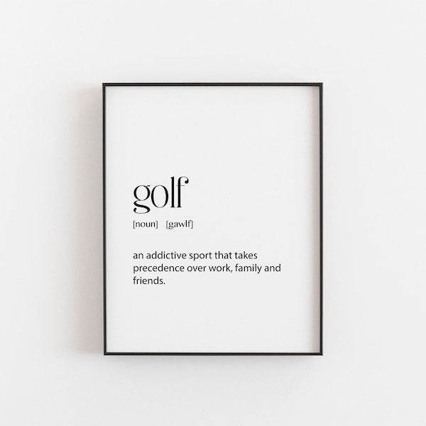 Golf art, golf definition, dictionary print, golf decor, typography print, golf gifts for men, retired golf player gift, golfing presents