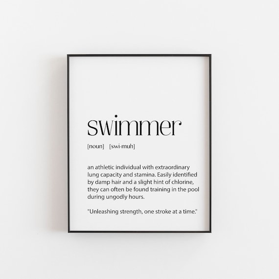 Swimming Print, Definition Print, Swimmer Gift. Wall Art for Swimmers, Swimming Poster, DictionaryPrintStore, Triathlete Gifts, Swim Print