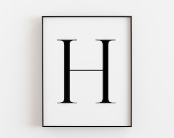 Letter H Wall Decor, Letter H Print, Letter H real foil gold Poster, Letter H Wall Art, Letter H Sign, Letter H Monogram, Nursery, Initial H