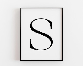 Letter S Print, Letter Initial Print, Modern S Poster, Letter S Wall Art - Great for a Wedding or a Bedroom, Minimalist S Poster, S Art
