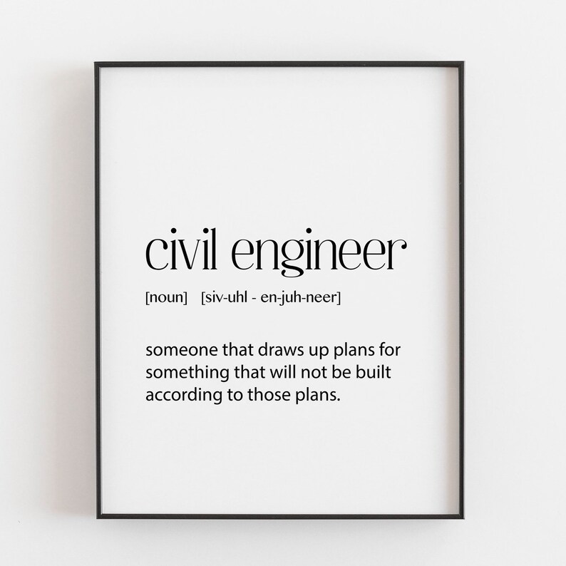 Civil Engineer Wall Art Home Printable Decor Office Decor Etsy UK