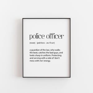 Police Officer Definition Print – Law Enforcement Wall Art, Cop Gift ...