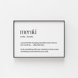 Greek Art, Meraki Definition, Greek Poster, Greek Wall Art, Greek Themed Home, Greek Decor, Greece Home Decor, Greek Inspiration, Life Quote