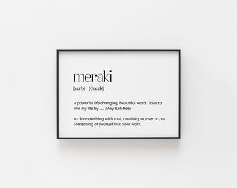Greek Art, Meraki Definition, Greek Poster, Greek Wall Art, Greek Themed Home, Greek Decor, Greece Home Decor, Greek Inspiration, Life Quote