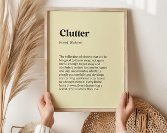 Clutter Definition Print, Funny Housewarming Gift, Quirky Home Wall Art, Funny Gift for Her