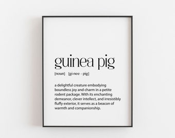 Guinea pig definition typography print for animal lovers, Guinea Pig Décor, small Pet Poster, Gift for friends that have guinea Pigs