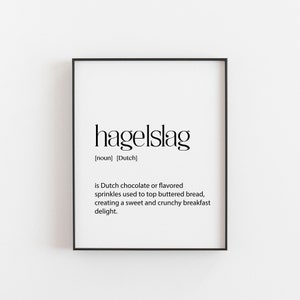 Hagelsag Niederländisch Druck, Wörterbuch Druck, Einzigartige Wörter aus Holland, Food Art Wandkunst, Geschenke für Feinschmecker, Wörterbuch Druck, A2 A3 A4