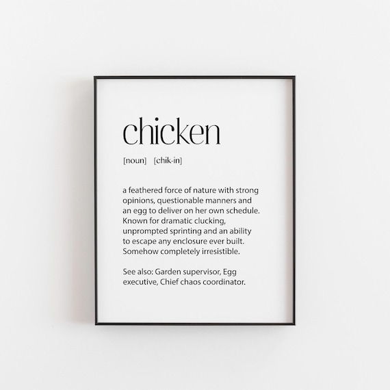 Chicken Definition Print, Funny Chicken Keeper Gift, Backyard Hen Gift, Chicken Wall Art, Poultry Lover Gift, Chicken Birthday Gift
