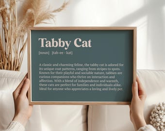 Lámina con la definición de gato atigrado – Regalo único para amantes de los gatos – Explicación de los gatos atigrados – Arte de pared divertido para mascotas – Regalo de Navidad para dueños de gatos – Regalo para mamás de gatos