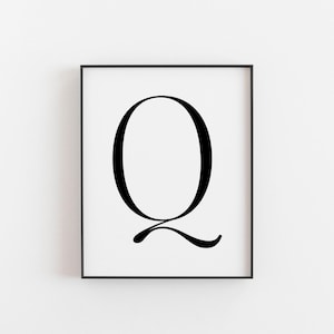 Minimalist Letter Q Print - Alphabet Art, Monogram Wall Decor, Q Initial Gift, Scandinavian Office or Nursery Typography, Wedding monogram q