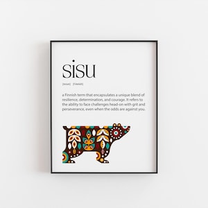 Druk Sisu, Skandynawska sztuka ścienna, Unikalne słowo ze Szwecji, Fascynujące słowo ze Skandynawii, Galeria wydruków słownikowych, Sztuka wydruków