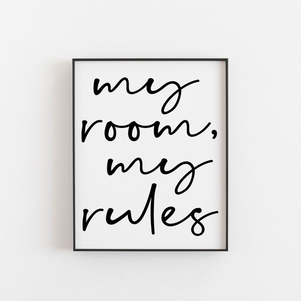 My Room My Rules Print - Customizable Teen Bedroom Wall Art - Modern Decor for Teens - Personalized Gift Idea for Creative Spaces - Dorm Art