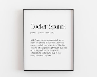コッカースパニエルのデフォルメプリント – 犬好きのためのウォールアート、コッカースパニエルのギフト、スパニエルのインテリア、ペット好きのためのアート、かわいい犬のプリント、犬部屋ギャラリー
