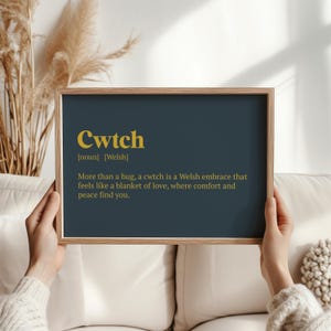 Cwtch Definition Druck - Walisische Wortkunst für Wohnkultur, gemütliche Geschenkidee, Kunstwerk in walisischer Sprache, einzigartiges Geschenk für Sie, Kuschelwand