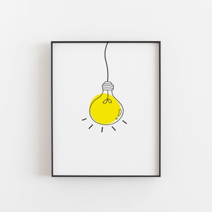 Lightbulb, office print, teenager room art, lightbulb decor, light bulb, business owner gifts, work from home gifts, ships in 1 day, free