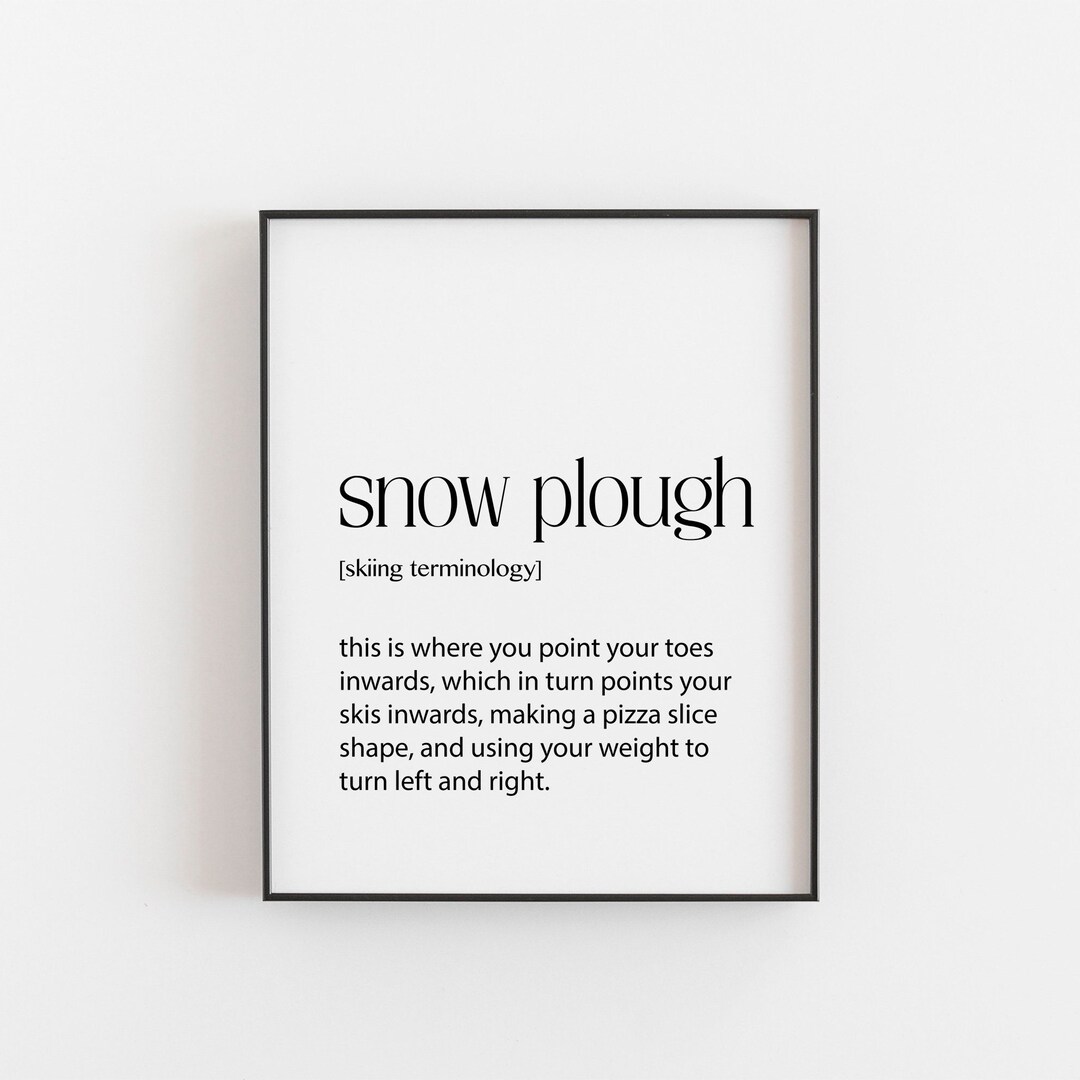 Snow Plough Definition Skiing Art Print, Vintage Style Wall Art for Ski