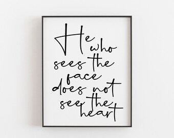 Portuguese print, he who sees the face, Do not judge a book by its cover, Portuguese art, Portuguese quote, Portugal wall art, proverb art
