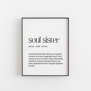 Soul Sister Print - Digital Download, Best Friend Wall Art, Meaningful Friendship Gift, Minimalist Long-Distance Friend Decor, Instant Art