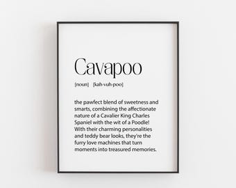Cavapoo Definition Print – Dog Lover Wall Art, Cavapoo Gift, Cute Dog Print, Cavapoo Decor, Puppy Art, Pet Lover Gift, Dog Appreciation Art