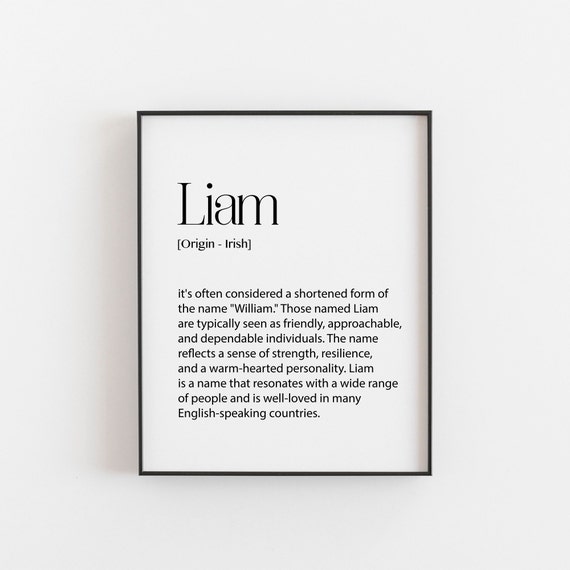 Liam Name Meaning Print, Name Print, Wall Art, Minimalist Print, Minimalist  Art, Modern Art, Modern Poster Print, Digital Download