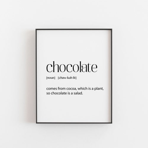 Chocolate Gifts Chocolate Definition Baker Gift Bakery Art Etsy