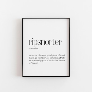 Australian art, ripsnorter definition, Australian sports art, Australian football art, sports quote, gift for an Australian, sportsman gift