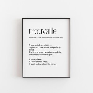 Trouvaille Wall Art Print | French Word Meaning Lucky Find | A4 8x10 Unframed Poster | Minimalist Quote | Serendipity Gift for Home | France