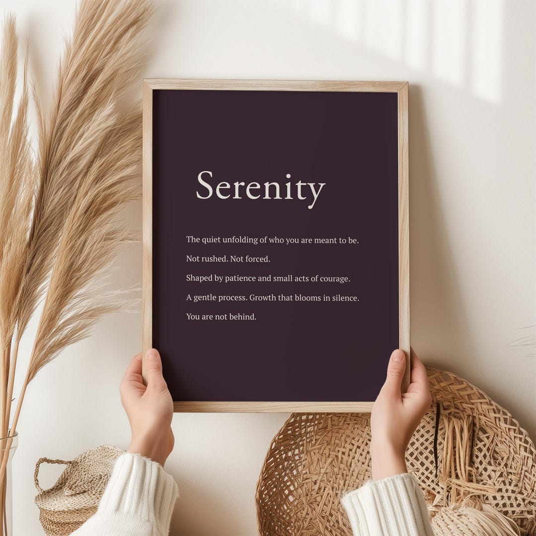 Serenity Print Minimalist Wall Art Calm Quote Poster Neutral Home Decor ...