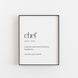 Chef-kokcadeau | Gepersonaliseerde chef-kok cadeau | Muurkunst chef-kok | Gepersonaliseerde chef-kokcadeau | Muurkunst koken | Cadeau vrouwelijke kok | Cadeau mannelijke kok | Koken