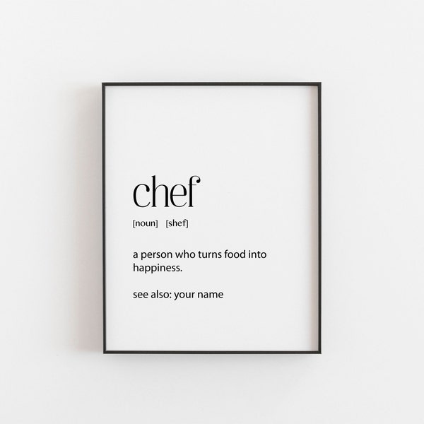 Chef Gift | Chef Personalised Gift | Chef Wall Art | Personalised Chef Gift | Cook Wall Art | Female Cook Gift | Male Cook Gift | Cook