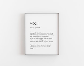 Sisu Wall Art Print | Finnish Word Meaning Poster | Minimal Motivational Decor | Scandinavian Typography | Gift of Strength & Resilience