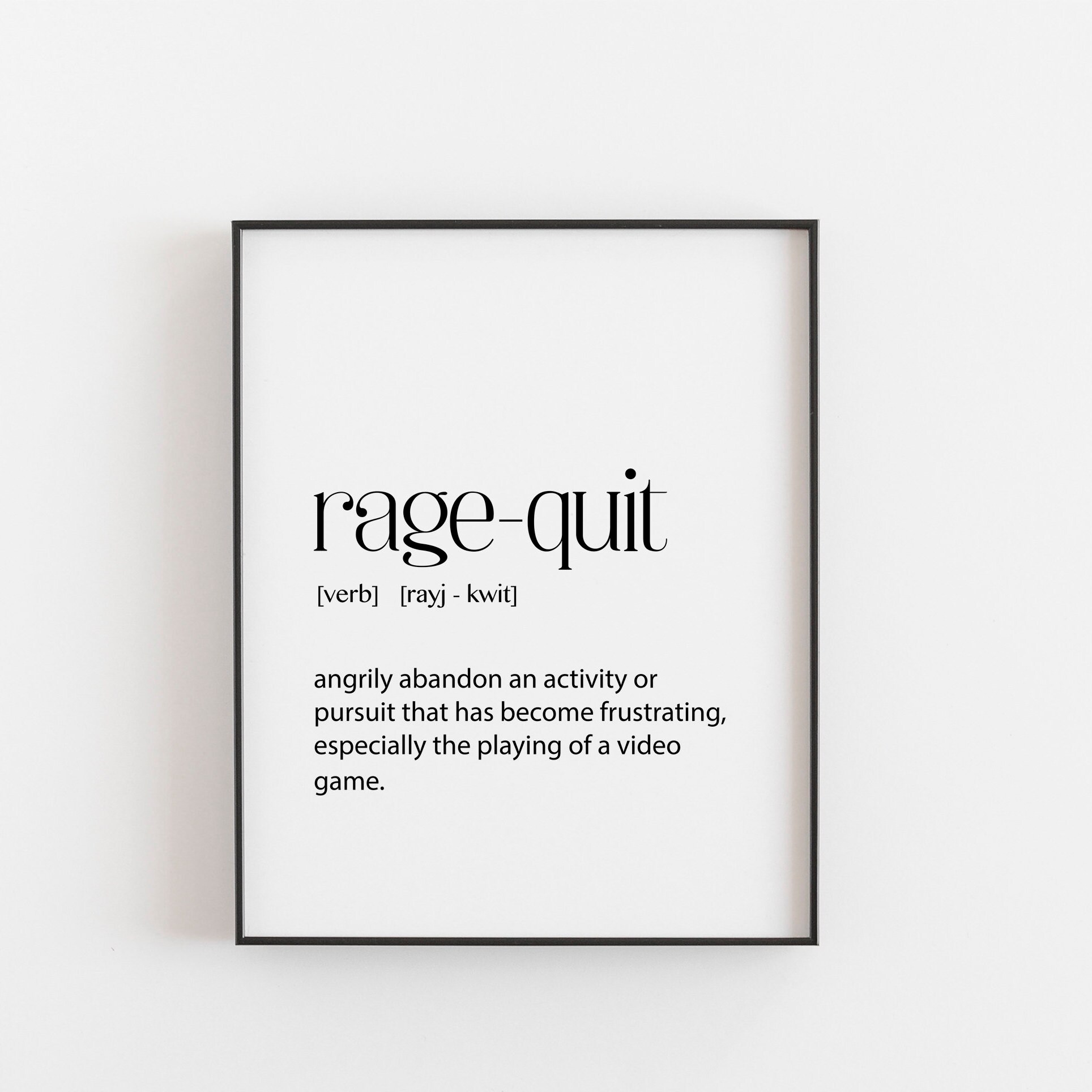 Rage-Quit Definition Wall Art - White Skateboard Wall Art