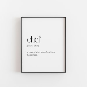 Regalo de chef, regalo de cumpleaños de chef, definición de chef, chef aspirante, regalos de chef, regalo de cocinero, regalo de cocina para mamá, regalo de cocina para papá, arte de pared para cocina