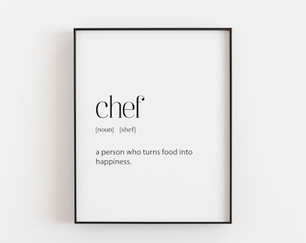 Chef gift, Chef Birthday Gift, Chef Definition, Aspiring Chef, Chef Gifts, Cook Gift, Mom Gift Cooking, Dad Gift Cooking, Kitchen Wall Art