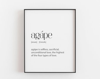 Greek Art, Agape Definition, Greek Poster, Greek Wall Art, Greek Themed Home, Greek Decor, Greece Home Decor, Anniversary Gift, Love Gifts