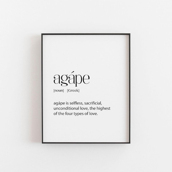 Greek Art, Agape Definition, Greek Poster, Greek Wall Art, Greek Themed Home, Greek Decor, Greece Home Decor, Anniversary Gift, Love Gifts