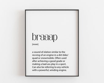 Motocross, Motocross Gift, Braaap. Braaap Definition, Nascar Birthday, Dirt Bike Decor, Snowmobiling Gift, Biker Gift, Braaap Wall Art, Home