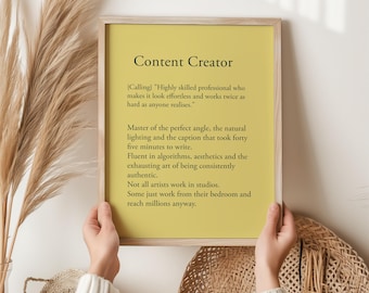 Content Creator Print, Funny Gift for Content Creator, Social Media Wall Art, Birthday Gift for Her