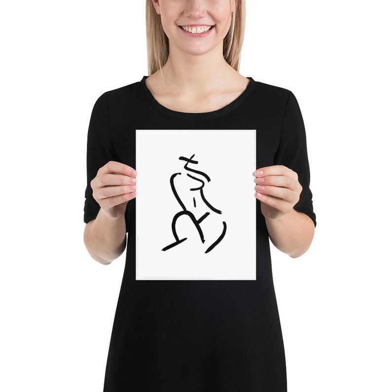 Abstract Art Print. Black /& White Minimalist Female Body Lines